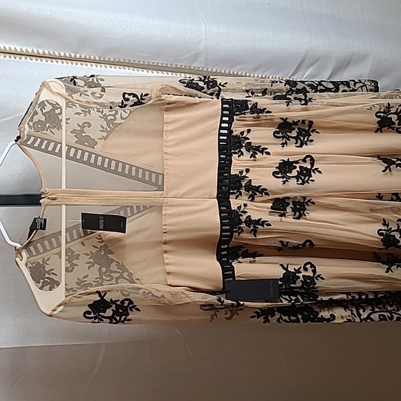 NWT F21 Lace Embroidered Maxi dress in black and tan Size Large - Picture 6 of 9
